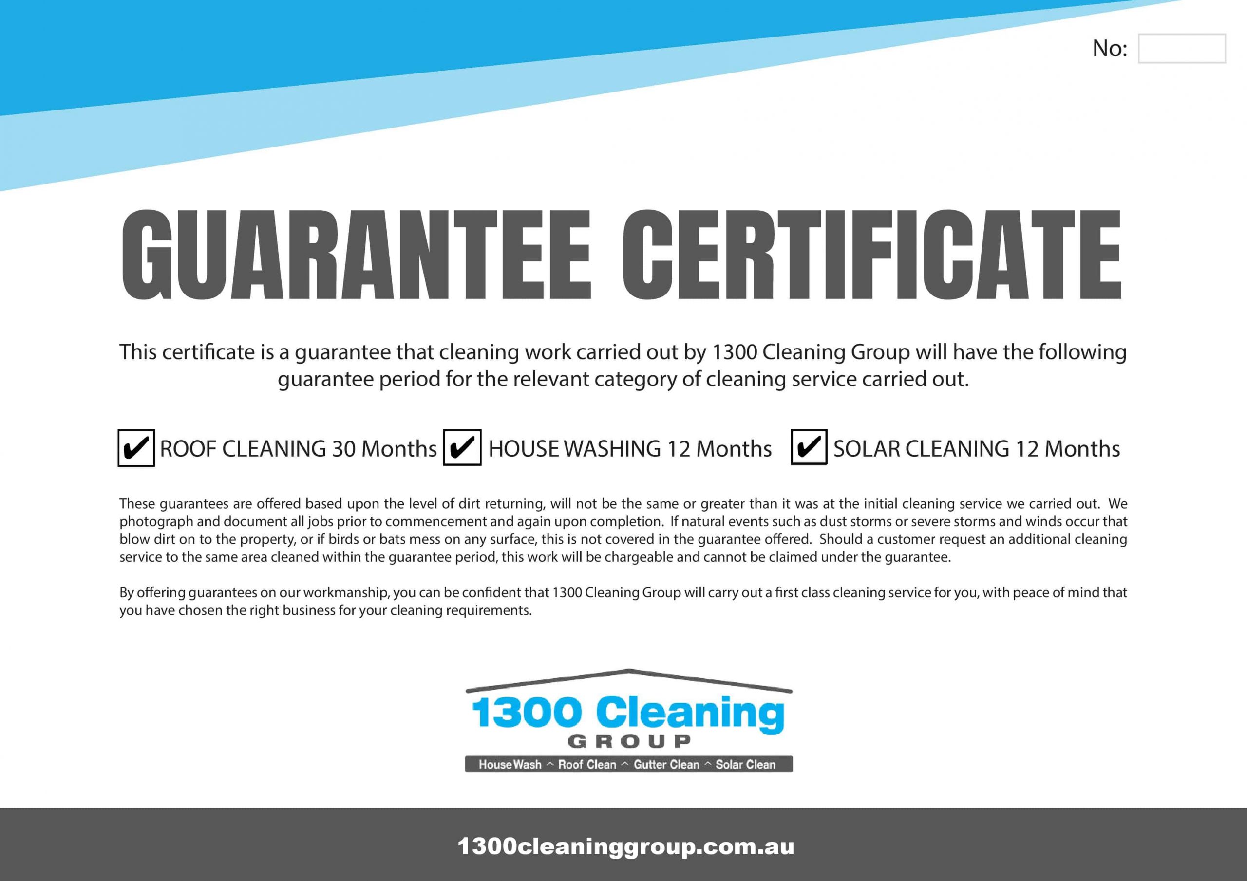 1300 Cleaning Group Warranty