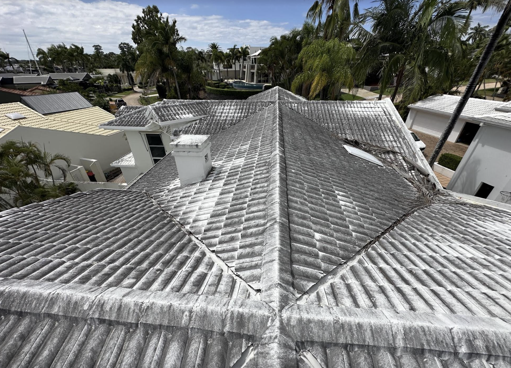 dirty roof from above