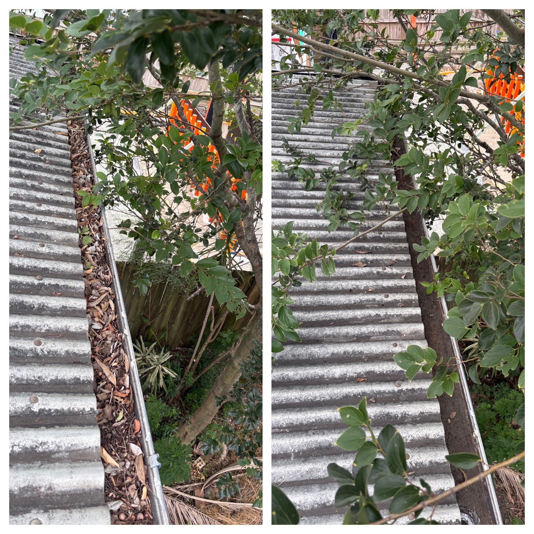 Before and after gutter cleaning 2